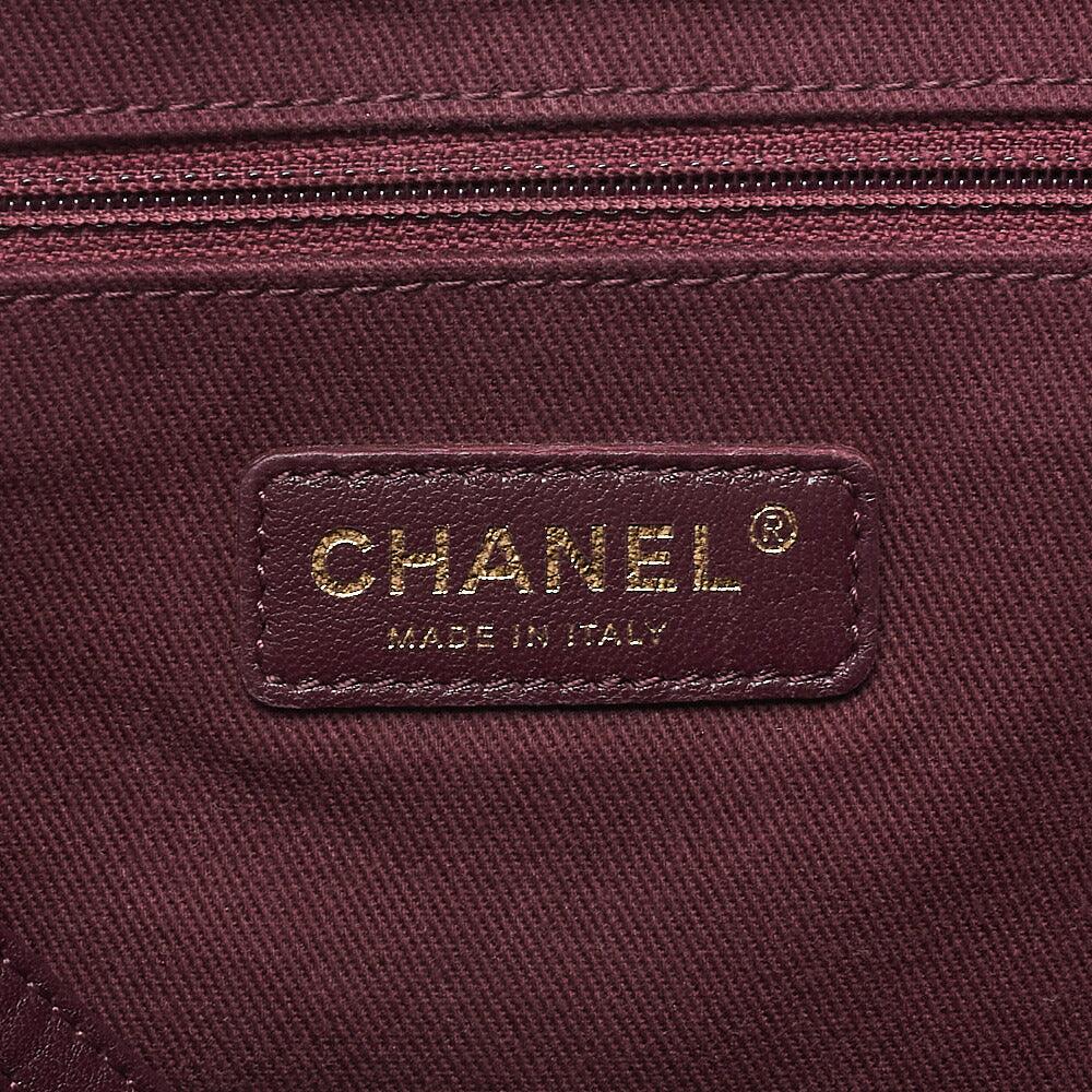 CHANEL Calfskin Chevron V-Stitch Coco Charm Chain Tote Bag Black Gold-Tone Hardware, Pre-Owned