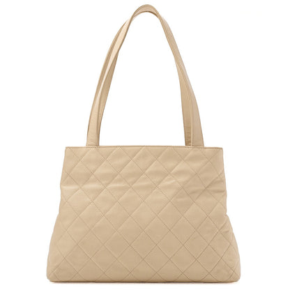 CHANEL Caviar Skin Matelasse Coco Mark Tote Bag Beige Silver-Tone Hardware, Pre-Owned