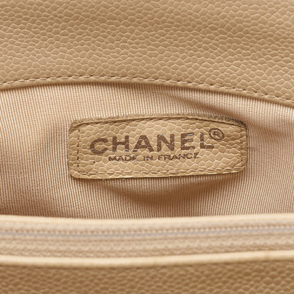 CHANEL Caviar Skin Matelasse Coco Mark Tote Bag Beige Silver-Tone Hardware, Pre-Owned