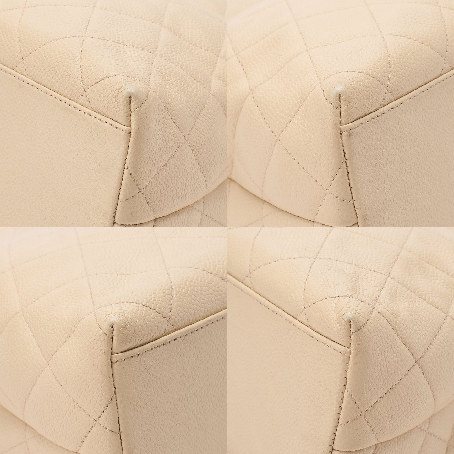 CHANEL Caviar Skin Matelasse Coco Mark Tote Bag Beige Silver-Tone Hardware, Pre-Owned