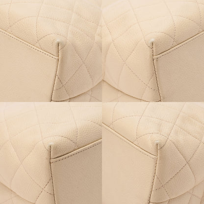 CHANEL Caviar Skin Matelasse Coco Mark Tote Bag Beige Silver-Tone Hardware, Pre-Owned