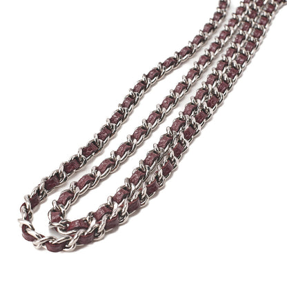 CHANEL Chanel Caviar Skin Coco Mark Half Moon Chain Wallet Bordeaux Silver-Tone Hardware, Pre-Owned