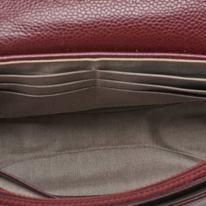 CHANEL Chanel Caviar Skin Coco Mark Half Moon Chain Wallet Bordeaux Silver-Tone Hardware, Pre-Owned