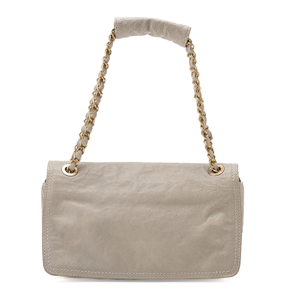 CHANEL Caviar Skin Matelasse 2.55 Tan Lock Chain Shoulder Gray Gold-Tone Hardware, Pre-Owned