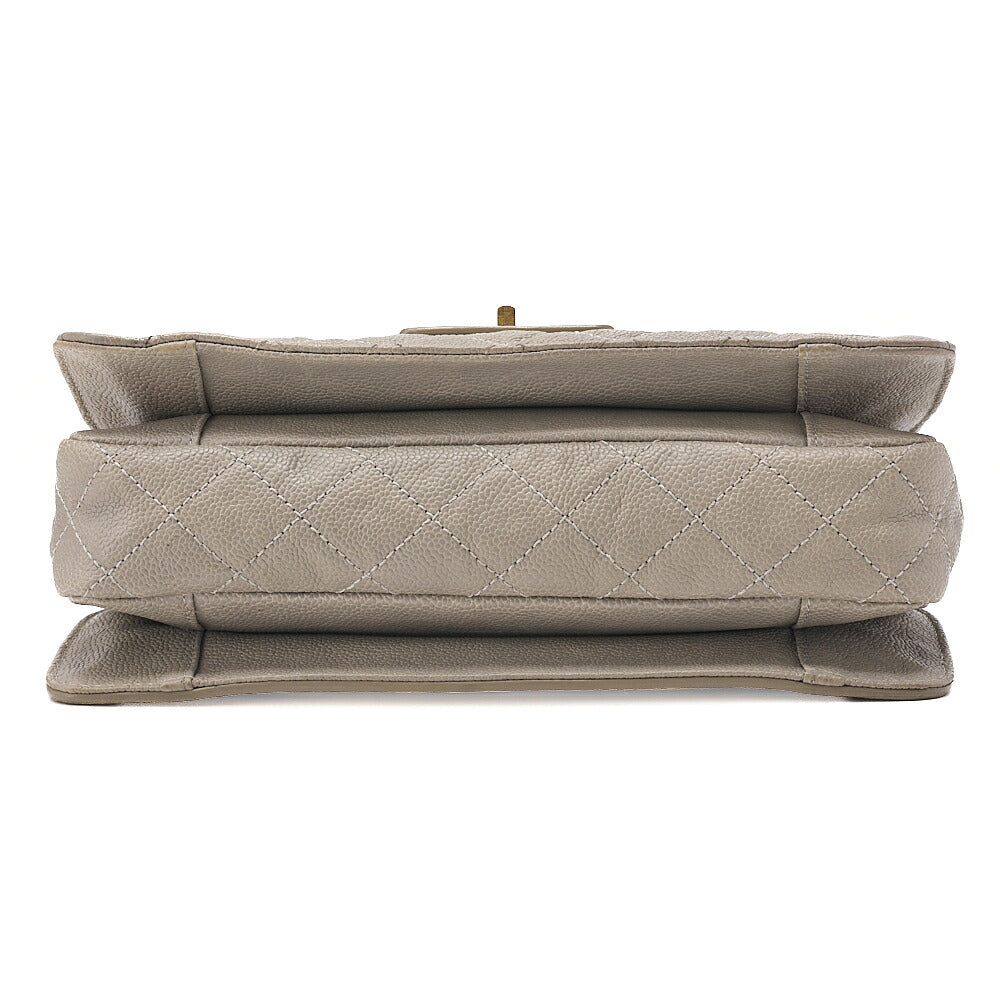 CHANEL Caviar Skin Matelasse 2.55 Tan Lock Chain Shoulder Gray Gold-Tone Hardware, Pre-Owned