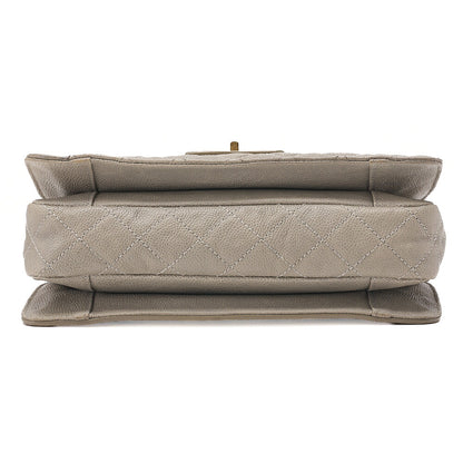 CHANEL Caviar Skin Matelasse 2.55 Tan Lock Chain Shoulder Gray Gold-Tone Hardware, Pre-Owned