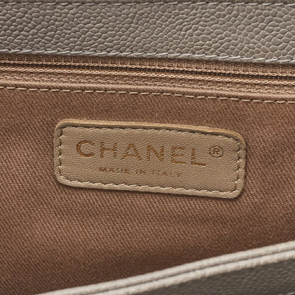 CHANEL Caviar Skin Matelasse 2.55 Tan Lock Chain Shoulder Gray Gold-Tone Hardware, Pre-Owned