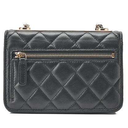 CHANEL Lambskin Trendy CC Turn Lock Mini Chain Wallet Black Gold-Tone Hardware, Pre-Owned