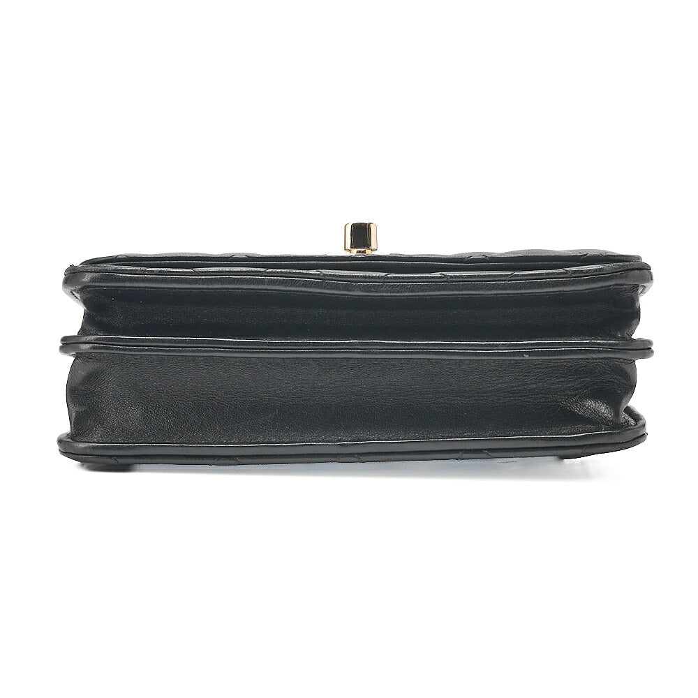 CHANEL Lambskin Trendy CC Turn Lock Mini Chain Wallet Black Gold-Tone Hardware, Pre-Owned