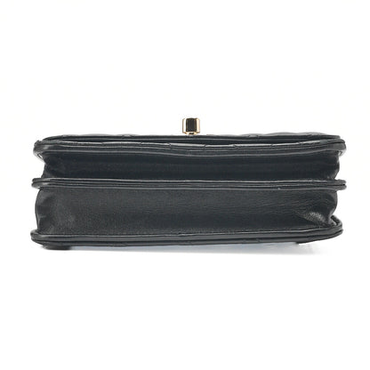 CHANEL Lambskin Trendy CC Turn Lock Mini Chain Wallet Black Gold-Tone Hardware, Pre-Owned