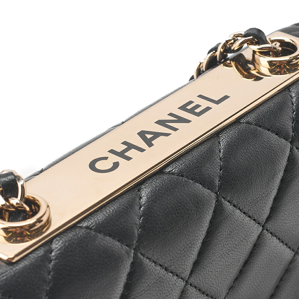 CHANEL Lambskin Trendy CC Turn Lock Mini Chain Wallet Black Gold-Tone Hardware, Pre-Owned