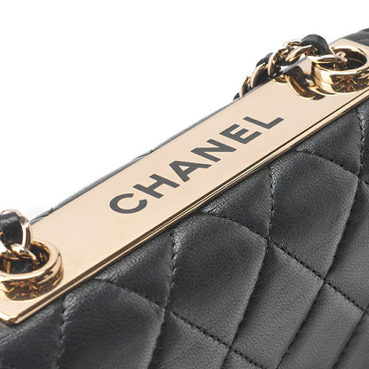 CHANEL Lambskin Trendy CC Turn Lock Mini Chain Wallet Black Gold-Tone Hardware, Pre-Owned