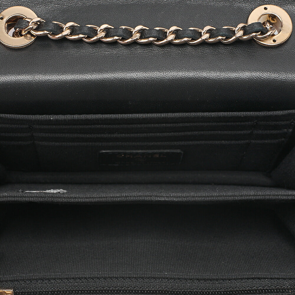 CHANEL Lambskin Trendy CC Turn Lock Mini Chain Wallet Black Gold-Tone Hardware, Pre-Owned