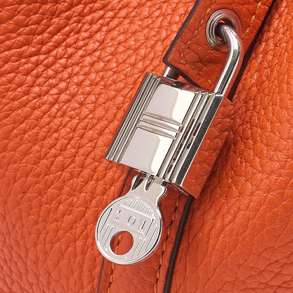 Hermes Hermes Picotan Lock MM Handbag Taurillon Clemence Orange Silver-Tone Hardware, Pre-Owned