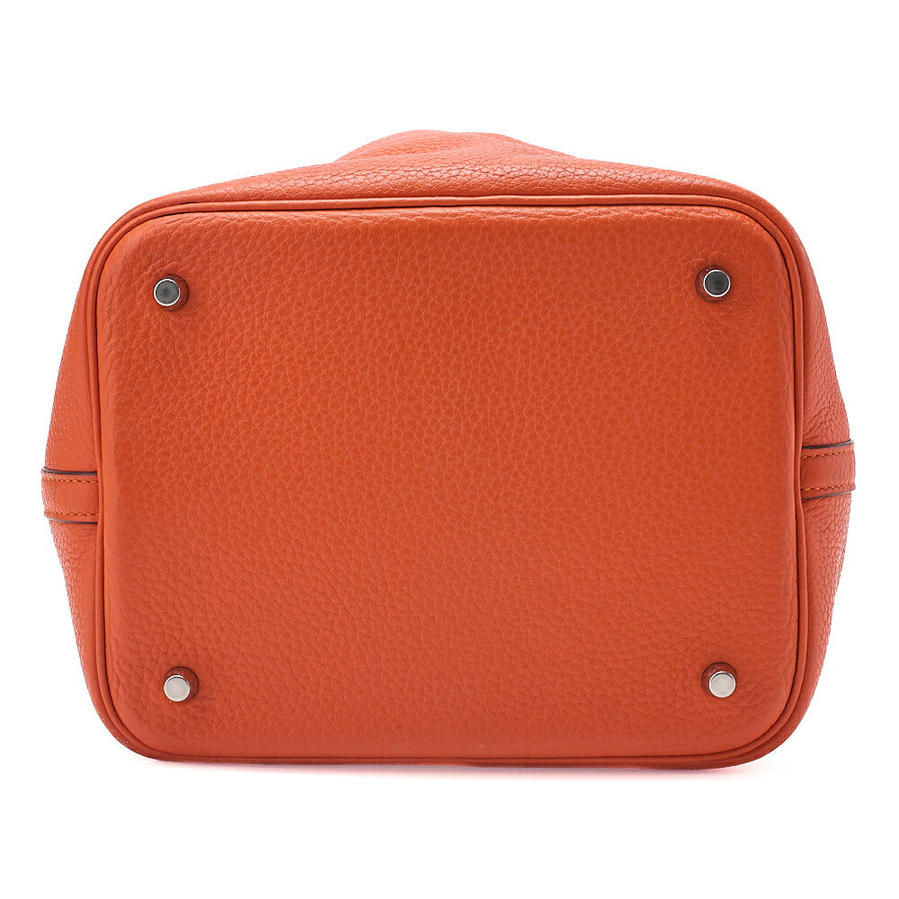 Hermes Hermes Picotan Lock MM Handbag Taurillon Clemence Orange Silver-Tone Hardware, Pre-Owned