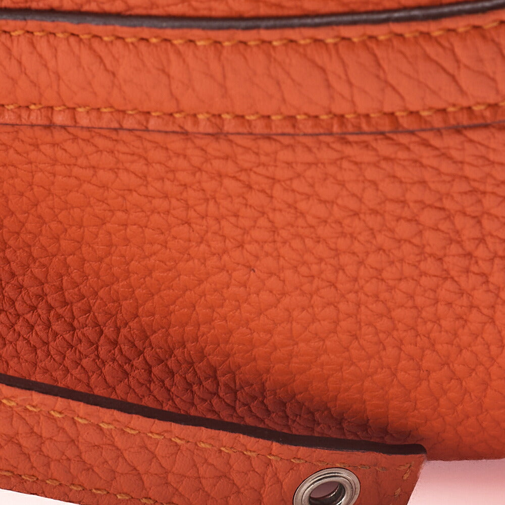 Hermes Hermes Picotan Lock MM Handbag Taurillon Clemence Orange Silver-Tone Hardware, Pre-Owned