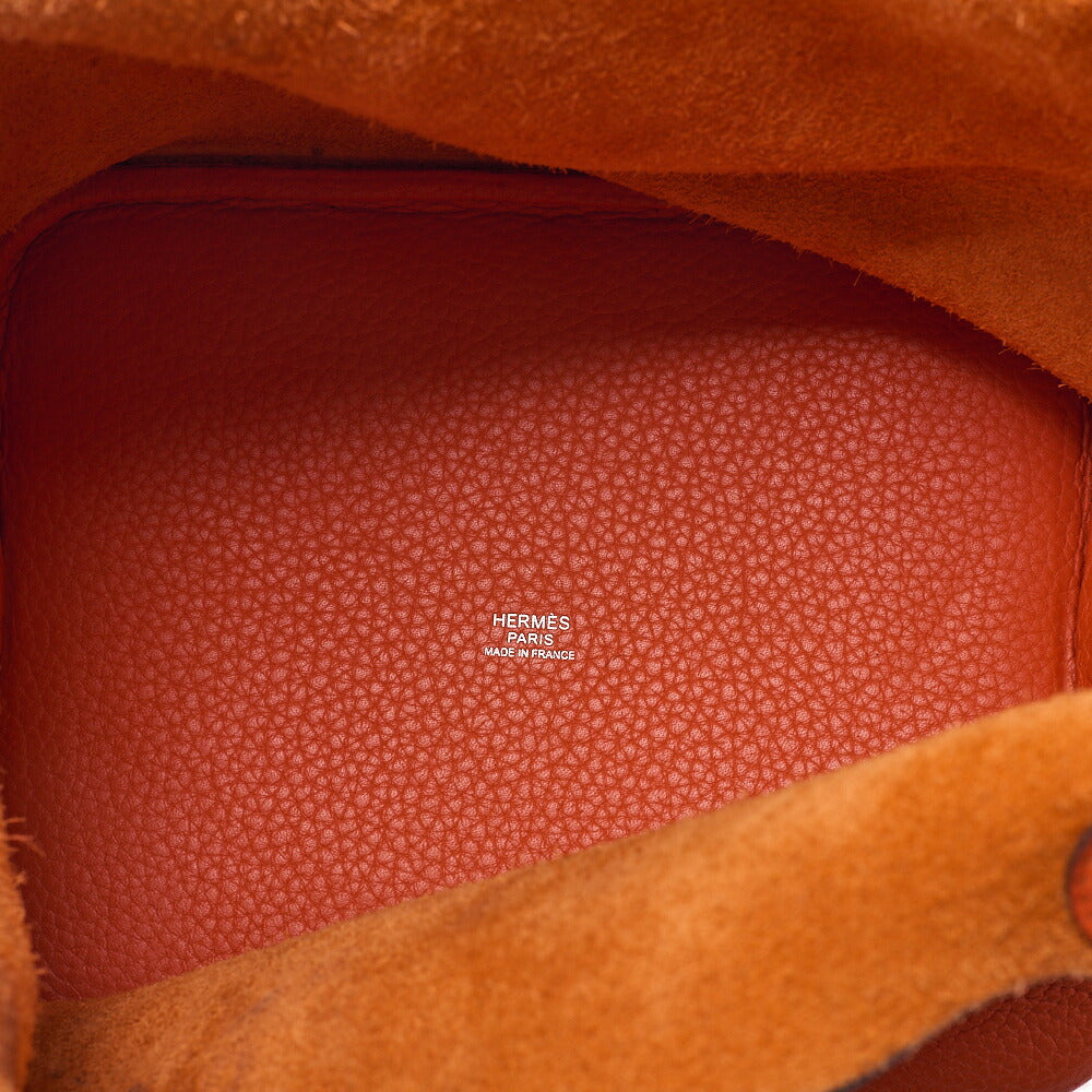 Hermes Hermes Picotan Lock MM Handbag Taurillon Clemence Orange Silver-Tone Hardware, Pre-Owned
