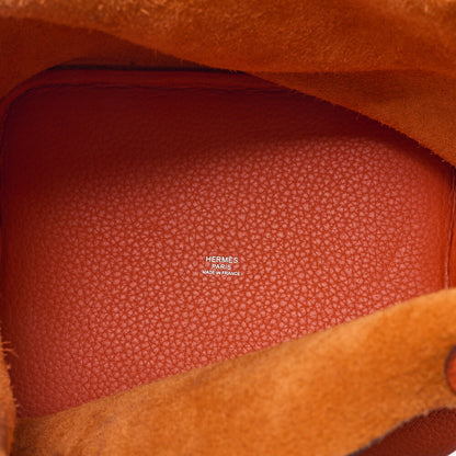 Hermes Hermes Picotan Lock MM Handbag Taurillon Clemence Orange Silver-Tone Hardware, Pre-Owned