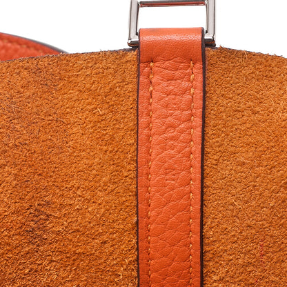 Hermes Hermes Picotan Lock MM Handbag Taurillon Clemence Orange Silver-Tone Hardware, Pre-Owned