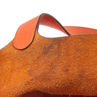 Hermes Hermes Picotan Lock MM Handbag Taurillon Clemence Orange Silver-Tone Hardware, Pre-Owned