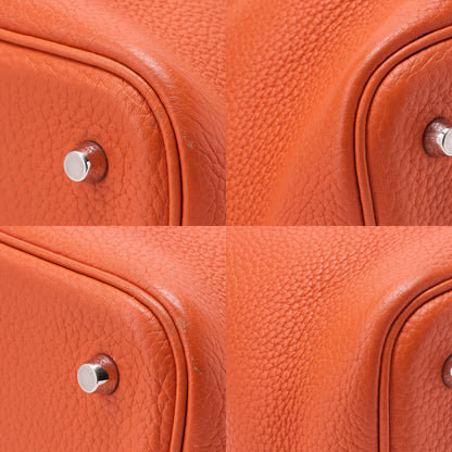 Hermes Hermes Picotan Lock MM Handbag Taurillon Clemence Orange Silver-Tone Hardware, Pre-Owned