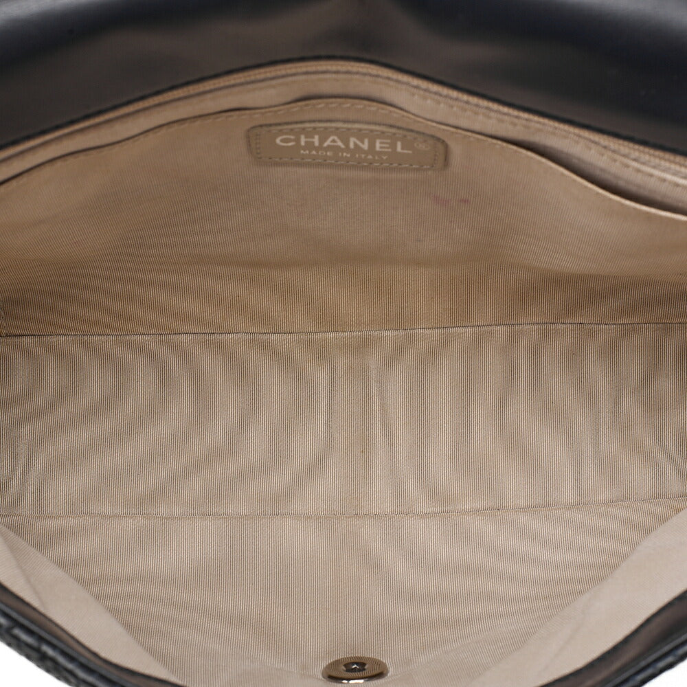 CHANEL Lambskin Perforated Leather Coco Mark Chain Shoulder Navy Silver -Tone Hardware, Pre-Owned