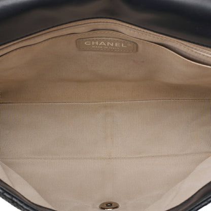 CHANEL Lambskin Perforated Leather Coco Mark Chain Shoulder Navy Silver -Tone Hardware, Pre-Owned