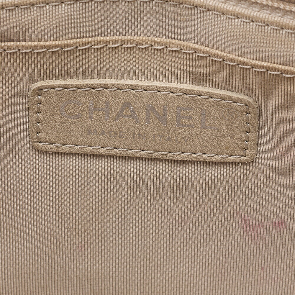 CHANEL Lambskin Perforated Leather Coco Mark Chain Shoulder Navy Silver -Tone Hardware, Pre-Owned
