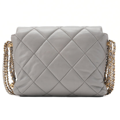 CHANEL Lambskin Mini Matelasse Fic Pearl x Coco Mark Chain Shoulder Gray Gold-Tone Hardware, Pre-Owned