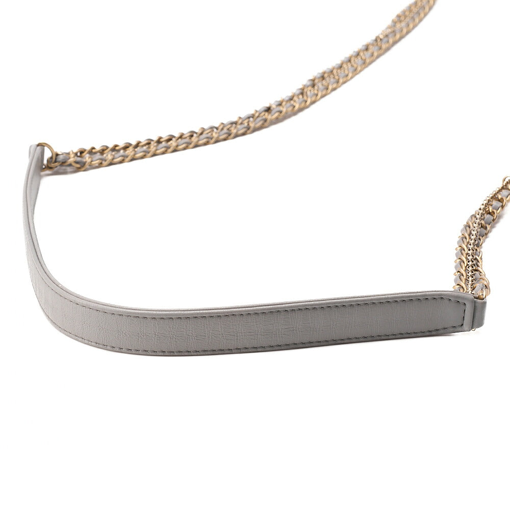 CHANEL Lambskin Mini Matelasse Fic Pearl x Coco Mark Chain Shoulder Gray Gold-Tone Hardware, Pre-Owned