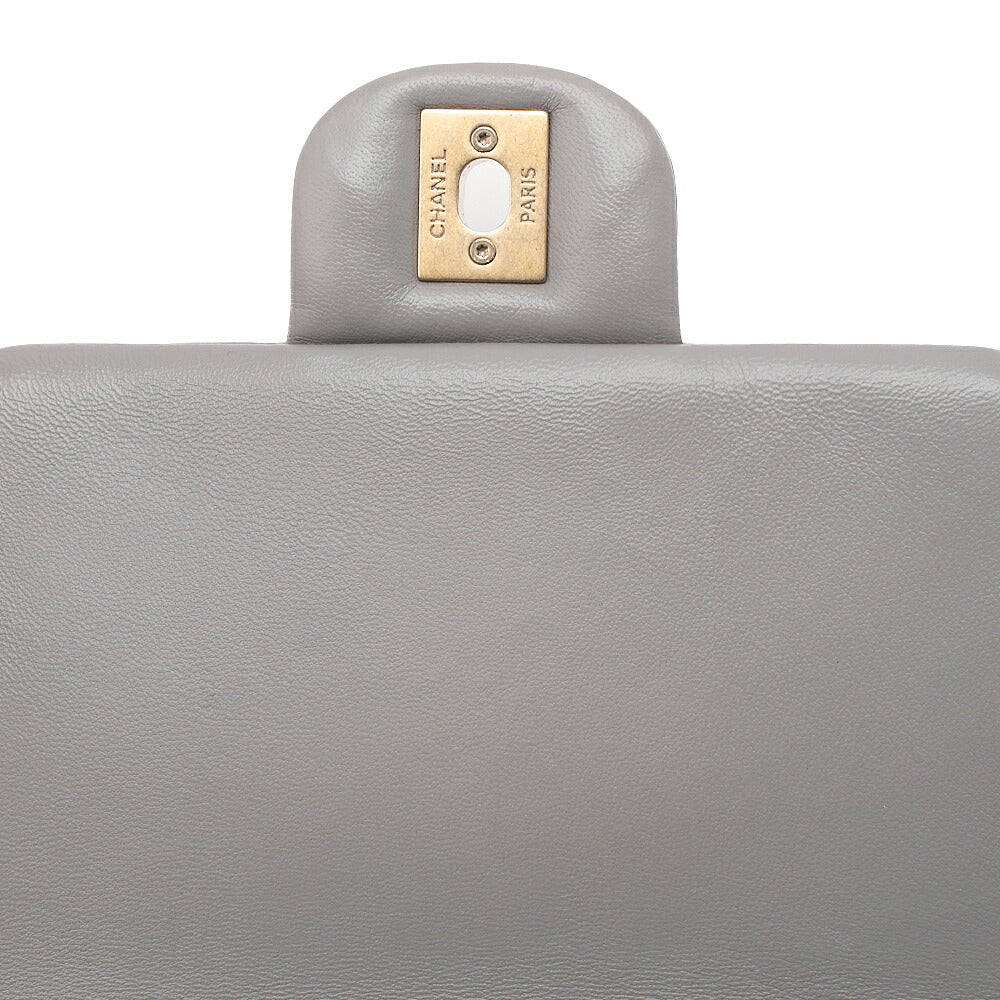 CHANEL Lambskin Mini Matelasse Fic Pearl x Coco Mark Chain Shoulder Gray Gold-Tone Hardware, Pre-Owned