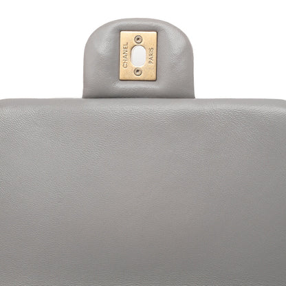 CHANEL Lambskin Mini Matelasse Fic Pearl x Coco Mark Chain Shoulder Gray Gold-Tone Hardware, Pre-Owned