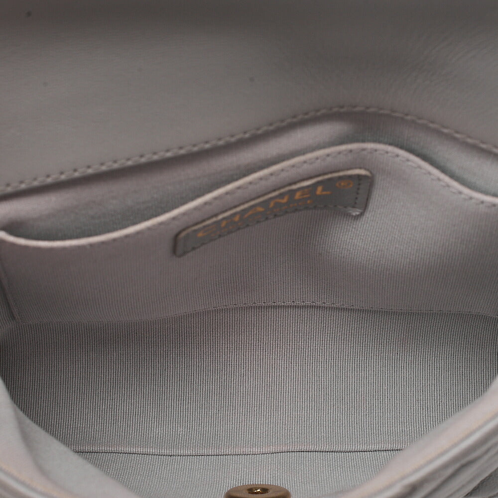CHANEL Lambskin Mini Matelasse Fic Pearl x Coco Mark Chain Shoulder Gray Gold-Tone Hardware, Pre-Owned