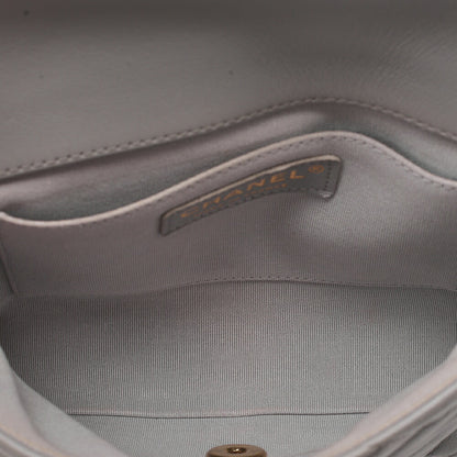 CHANEL Lambskin Mini Matelasse Fic Pearl x Coco Mark Chain Shoulder Gray Gold-Tone Hardware, Pre-Owned