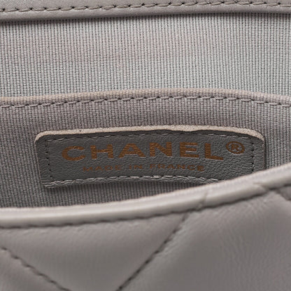CHANEL Lambskin Mini Matelasse Fic Pearl x Coco Mark Chain Shoulder Gray Gold-Tone Hardware, Pre-Owned