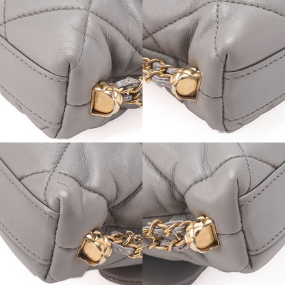CHANEL Lambskin Mini Matelasse Fic Pearl x Coco Mark Chain Shoulder Gray Gold-Tone Hardware, Pre-Owned