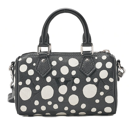 LOUIS VUITTON Yayoi Kusama Monogram Implant Nano Speedy 2WAY Handbag Black x White Silver -Tone Hardware, Pre-Owned