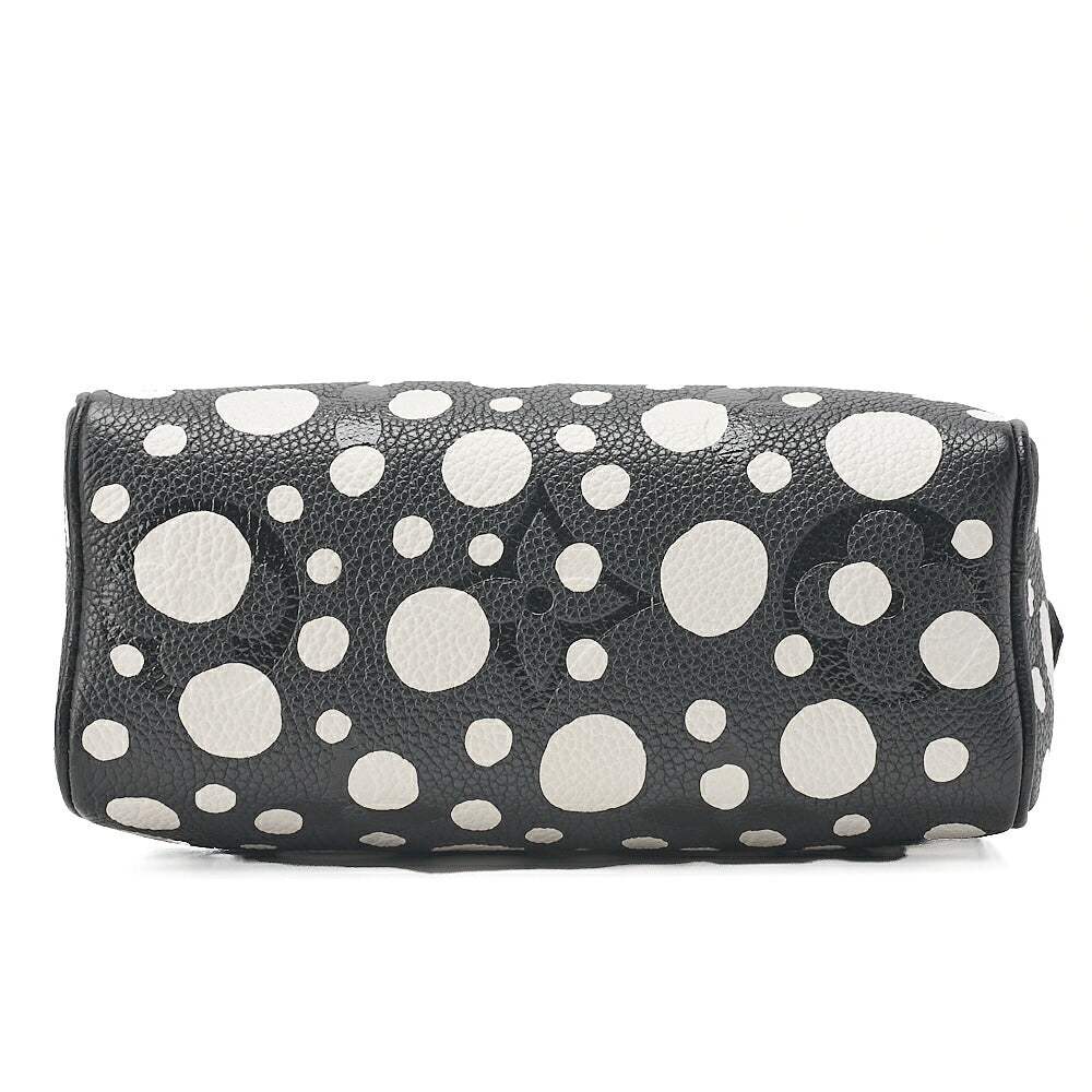 LOUIS VUITTON Yayoi Kusama Monogram Implant Nano Speedy 2WAY Handbag Black x White Silver -Tone Hardware, Pre-Owned