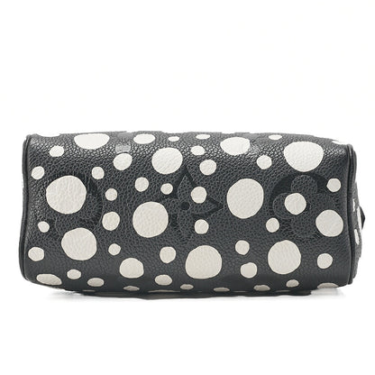 LOUIS VUITTON Yayoi Kusama Monogram Implant Nano Speedy 2WAY Handbag Black x White Silver -Tone Hardware, Pre-Owned