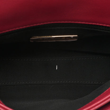 CHANEL Lambskin Mini Matelasse 20cm Single Flap 2WAY Chain Shoulder Bag Red Gold-Tone Hardware, Pre-Owned
