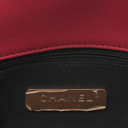 CHANEL Lambskin Mini Matelasse 20cm Single Flap 2WAY Chain Shoulder Bag Red Gold-Tone Hardware, Pre-Owned
