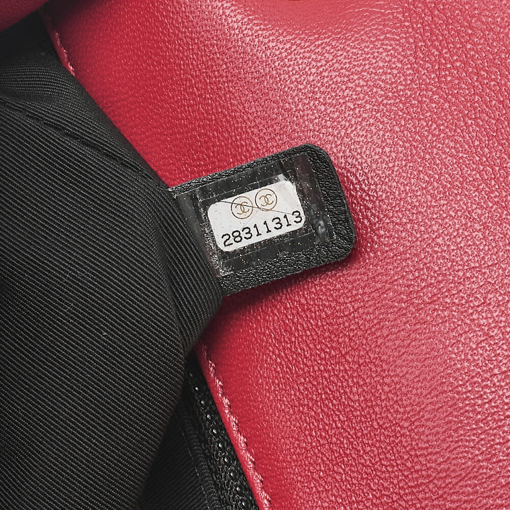 CHANEL Lambskin Mini Matelasse 20cm Single Flap 2WAY Chain Shoulder Bag Red Gold-Tone Hardware, Pre-Owned