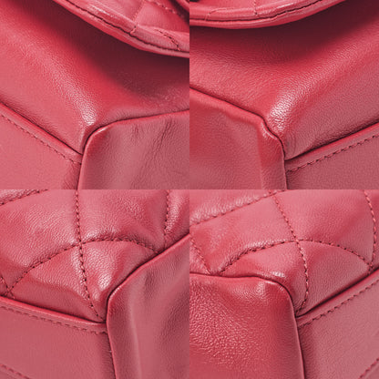 CHANEL Lambskin Mini Matelasse 20cm Single Flap 2WAY Chain Shoulder Bag Red Gold-Tone Hardware, Pre-Owned