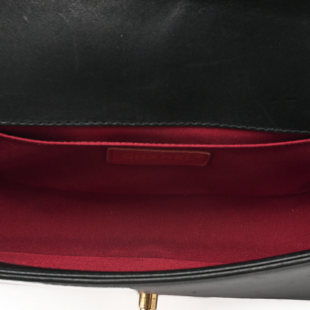 CHANEL Lambskin Matelasse Boy Chanel 25 Chain Shoulder Red x Black Gold-Tone Hardware, Pre-Owned