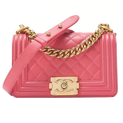 CHANEL Caviar Skin Matelasse Boy Chanel 20 Chain Shoulder Ping Gold-Tone Hardware, Pre-Owned