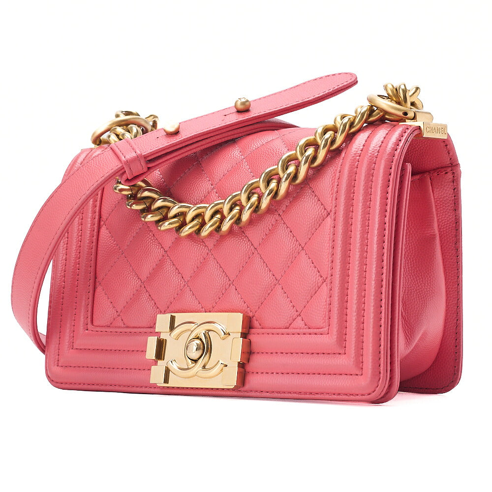 CHANEL Caviar Skin Matelasse Boy Chanel 20 Chain Shoulder Ping Gold-Tone Hardware, Pre-Owned