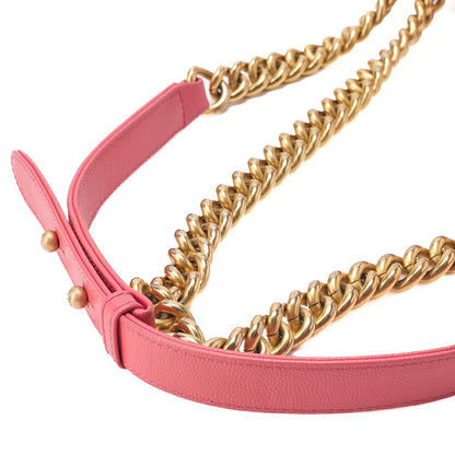 CHANEL Caviar Skin Matelasse Boy Chanel 20 Chain Shoulder Ping Gold-Tone Hardware, Pre-Owned
