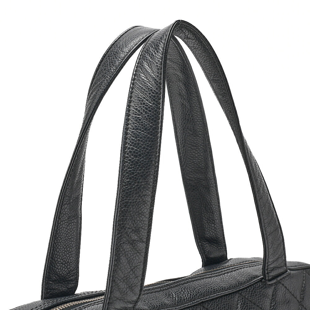CHANEL Handbag Matelasse Caviar Skin Black Silver-Tone Hardware, Pre-Owned