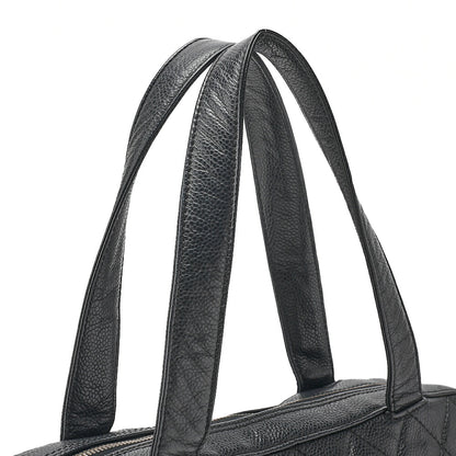 CHANEL Handbag Matelasse Caviar Skin Black Silver-Tone Hardware, Pre-Owned