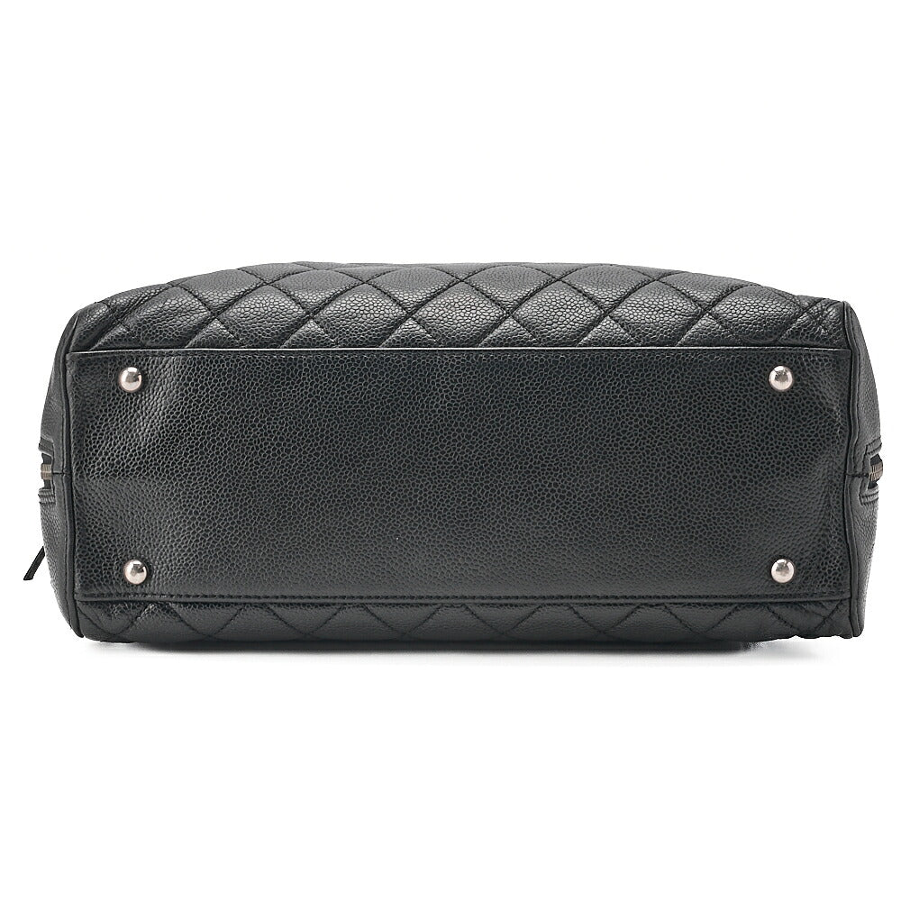 CHANEL Handbag Matelasse Caviar Skin Black Silver-Tone Hardware, Pre-Owned